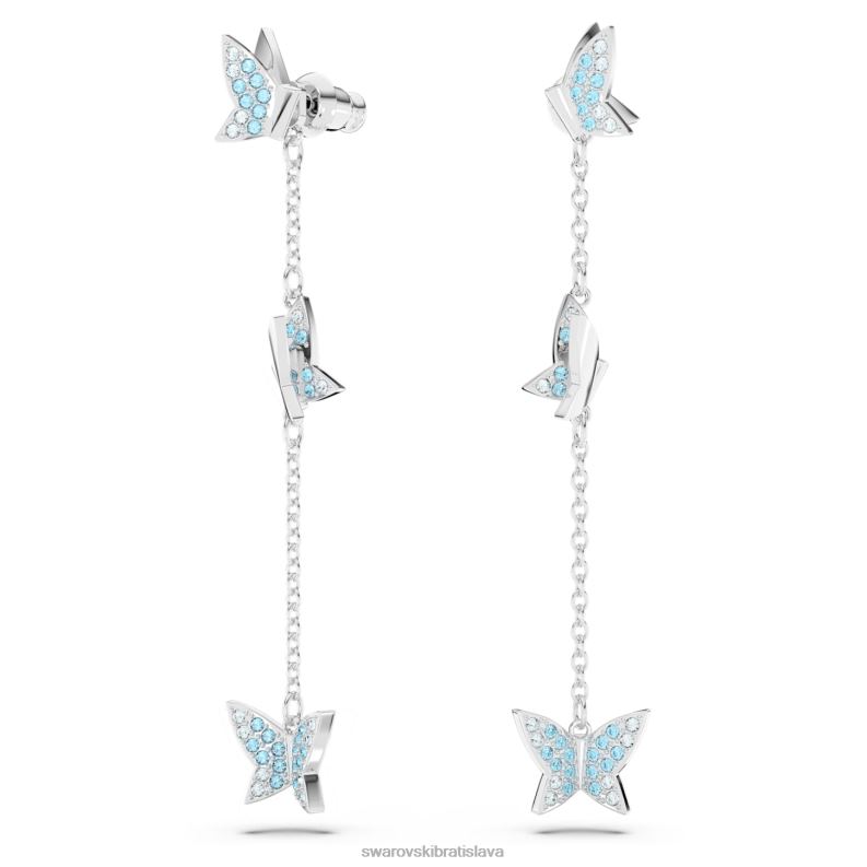 lilia visiace náušnice motýľ, modrá, rhodiovaná B8ZNT766 Swarovski šperky