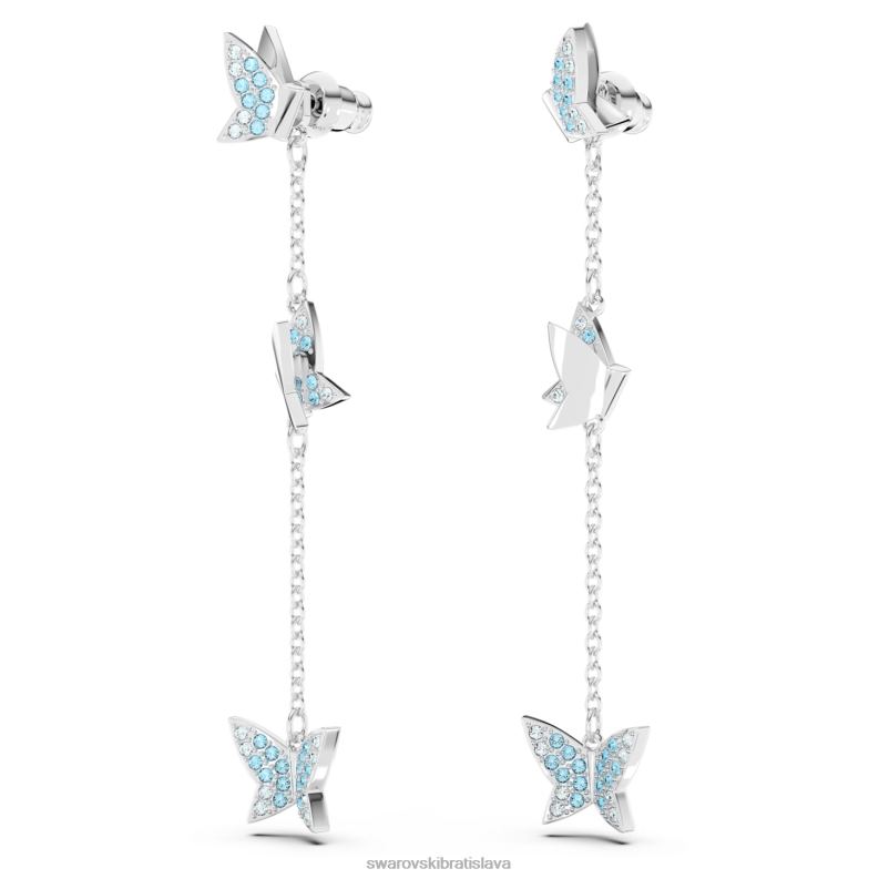 lilia visiace náušnice motýľ, modrá, rhodiovaná B8ZNT766 Swarovski šperky