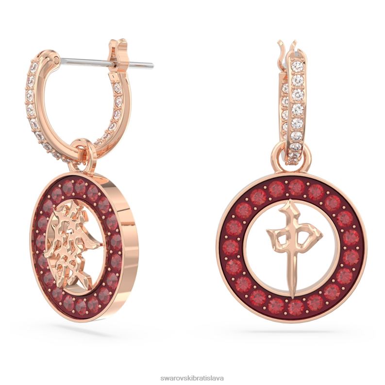 náušnice alea červená, pozlátená ružovým zlatom B8ZNT818 Swarovski šperky