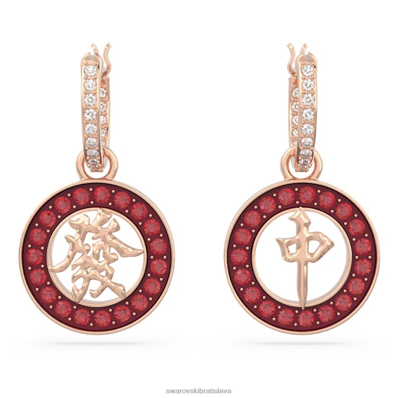náušnice alea červená, pozlátená ružovým zlatom B8ZNT818 Swarovski šperky