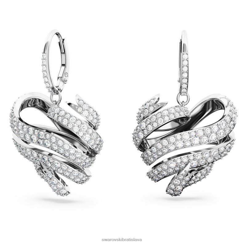 napichovacie náušnice volta srdce, biele, rhodiované B8ZNT786 Swarovski šperky