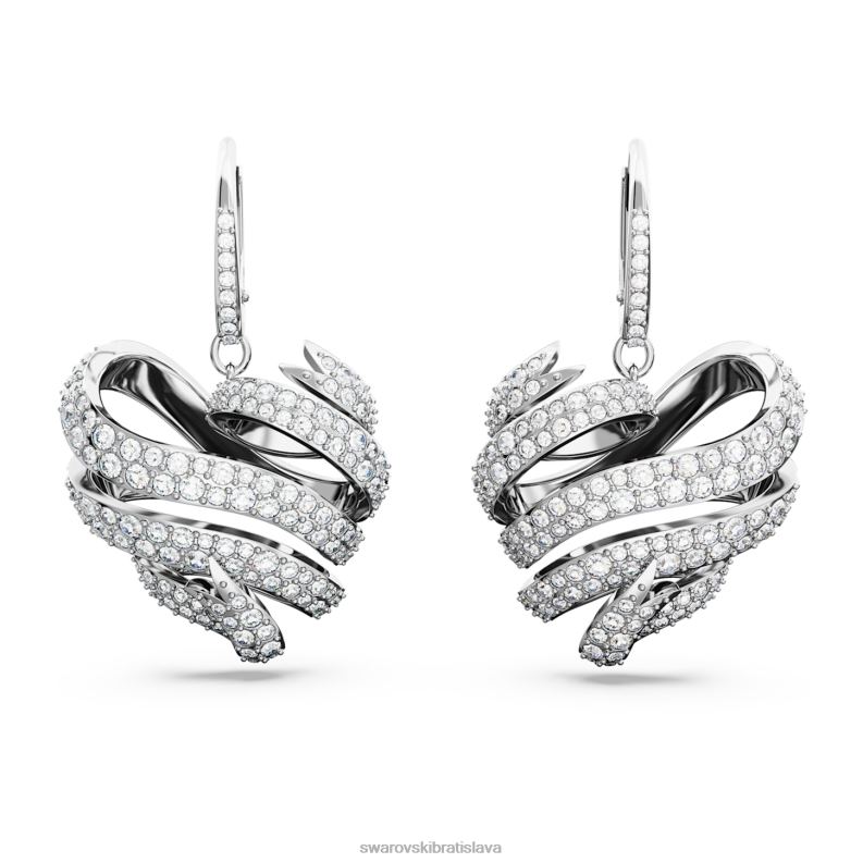 napichovacie náušnice volta srdce, biele, rhodiované B8ZNT786 Swarovski šperky
