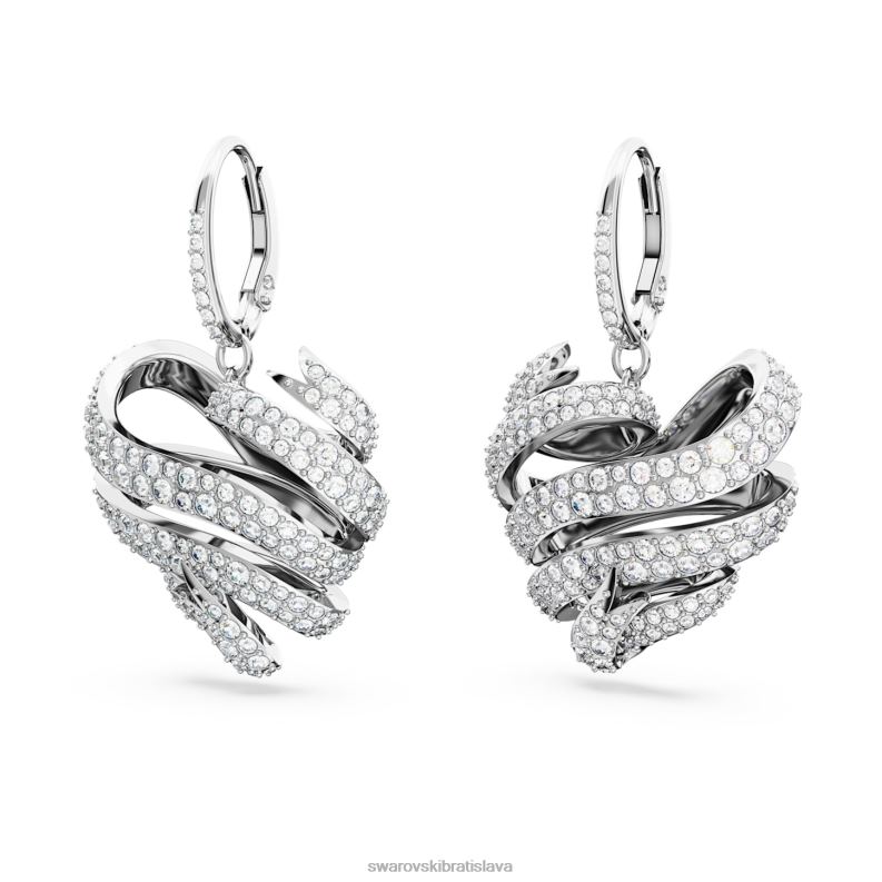 napichovacie náušnice volta srdce, biele, rhodiované B8ZNT786 Swarovski šperky