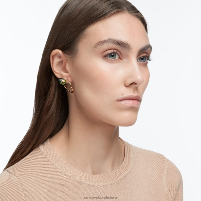 numina visiace náušnice asymetrický dizajn, zmiešané strihy, zelené, pozlátené B8ZNT782 Swarovski šperky