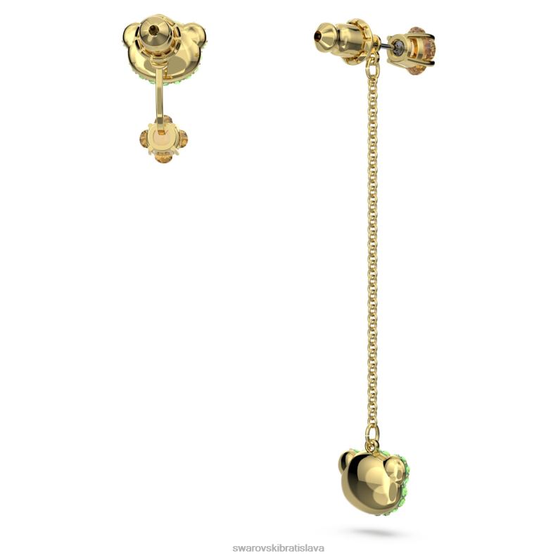 plyšové visiace náušnice asymetrický dizajn, medvedík, viacfarebný, pozlátený B8ZNT852 Swarovski šperky