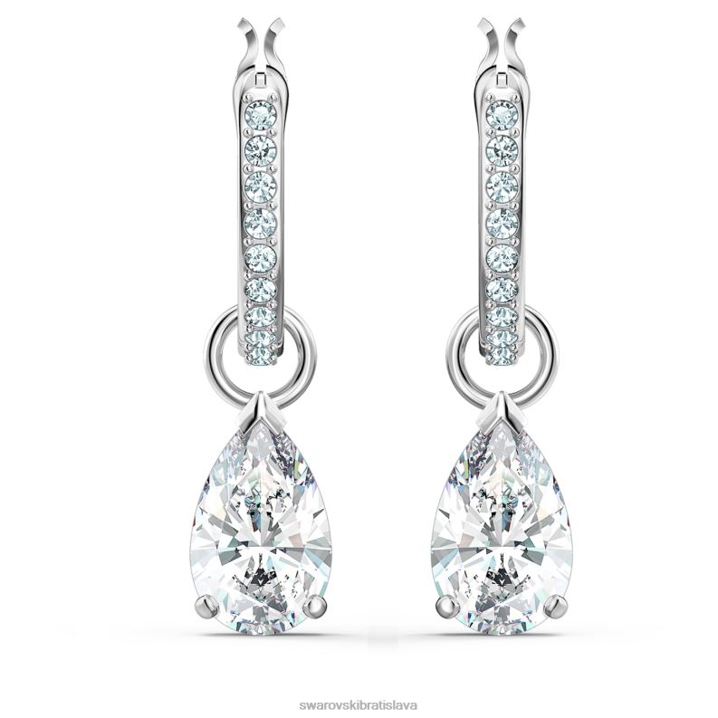 priťahujú visiace náušnice hruškový rez, biely, rhodiovaný B8ZNT815 Swarovski šperky
