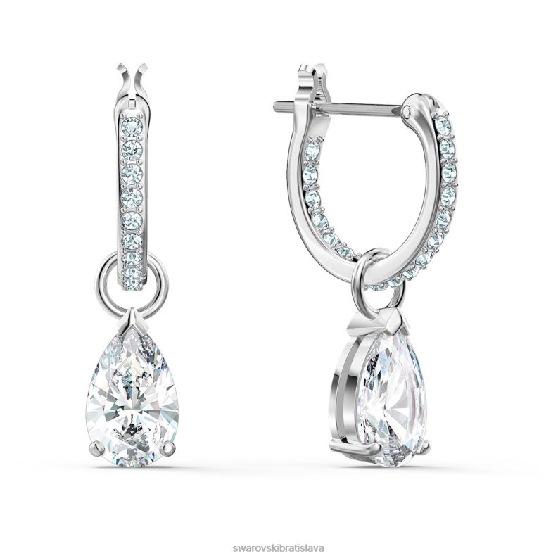 priťahujú visiace náušnice hruškový rez, biely, rhodiovaný B8ZNT815 Swarovski šperky