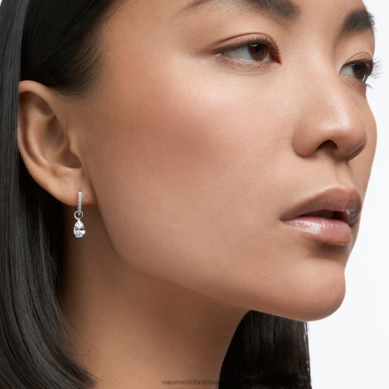 priťahujú visiace náušnice hruškový rez, biely, rhodiovaný B8ZNT815 Swarovski šperky