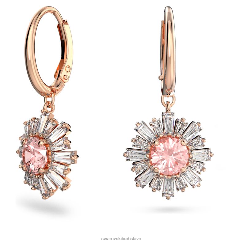 slnečné náušnice zmiešané strihy, slnko, ružové, pozlátené ružovým zlatom B8ZNT915 Swarovski šperky