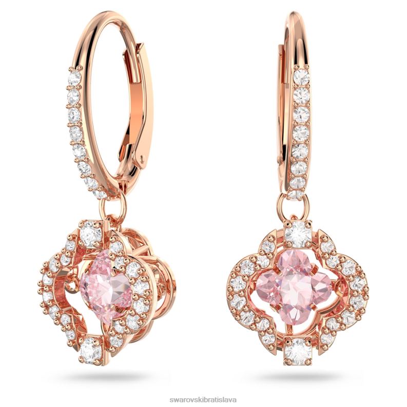 trblietavé tanečné náušnice ďatelina, ružová, pozlátená ružovým zlatom B8ZNT801 Swarovski šperky