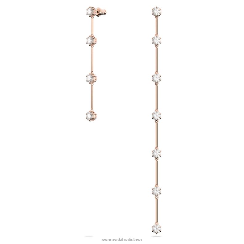 visiace náušnice constella asymetrický dizajn, okrúhly strih, biela, pozlátená ružovým zlatom B8ZNT794 Swarovski šperky