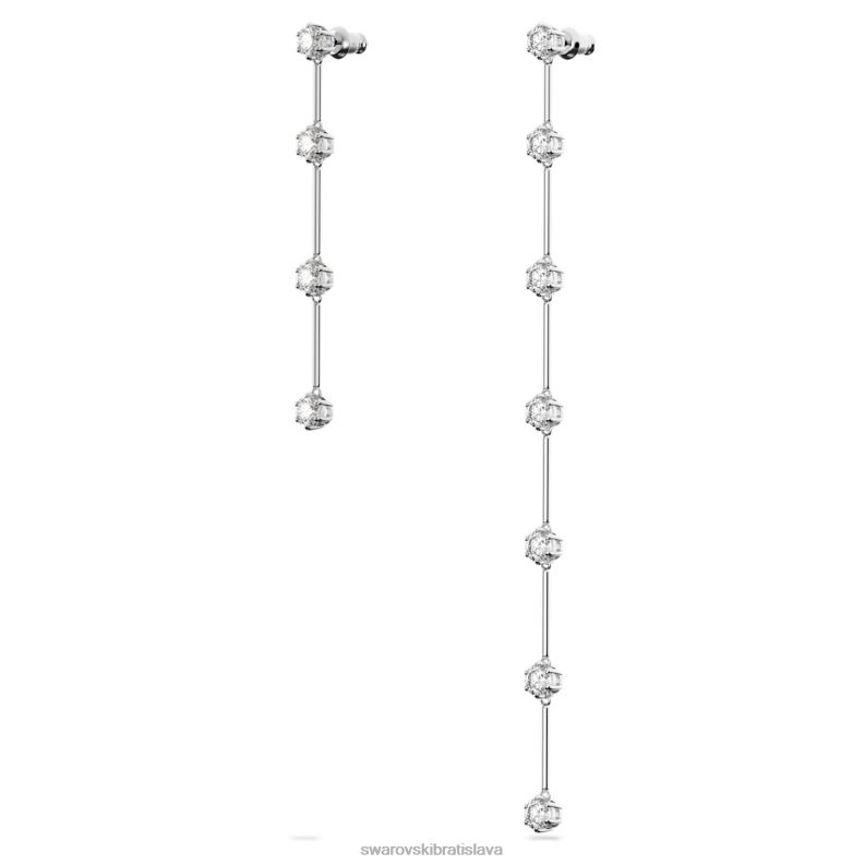 visiace náušnice constella asymetrický dizajn, okrúhly strih, biela, rhodiované B8ZNT785 Swarovski šperky