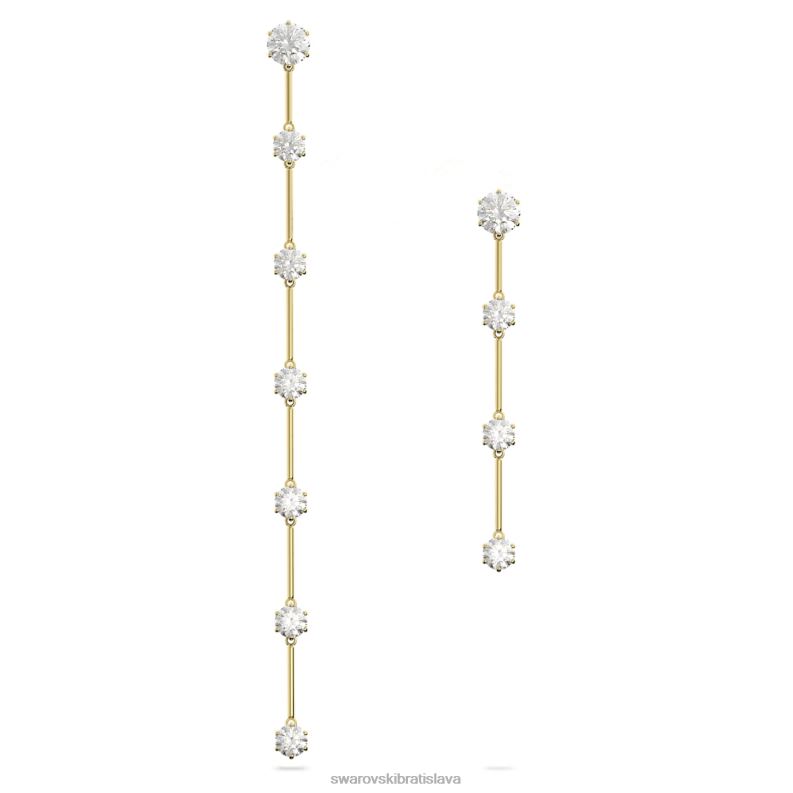 visiace náušnice constella asymetrický dizajn, okrúhly strih, biely, lesklý pozlátený B8ZNT816 Swarovski šperky