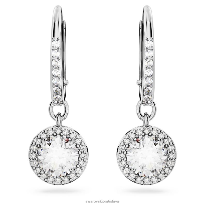 visiace náušnice constella kruhový rez, dlažba, biela, rhodiovaná B8ZNT849 Swarovski šperky