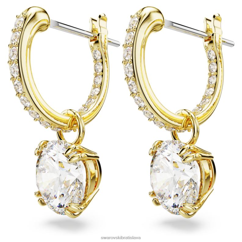 visiace náušnice constella okrúhly výbrus, biely, pozlátený B8ZNT771 Swarovski šperky