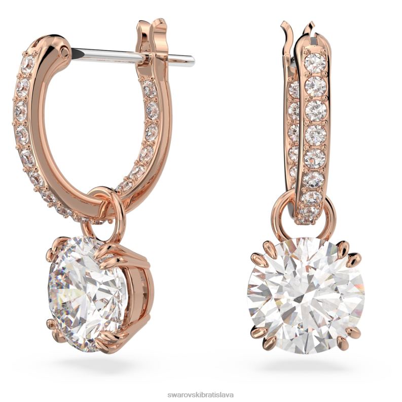 visiace náušnice constella okrúhly výbrus, biely, pozlátený ružovým zlatom B8ZNT784 Swarovski šperky