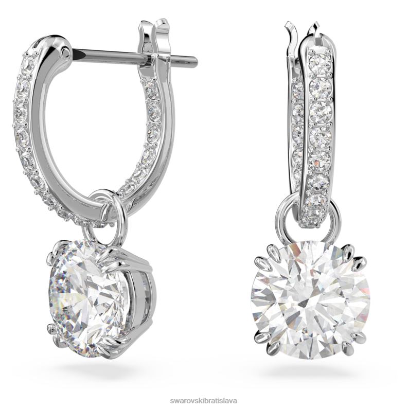 visiace náušnice constella okrúhly výbrus, biely, rhodiovaný B8ZNT765 Swarovski šperky