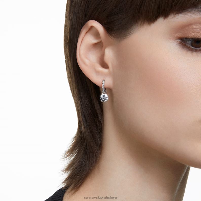 visiace náušnice constella okrúhly výbrus, biely, rhodiovaný B8ZNT765 Swarovski šperky