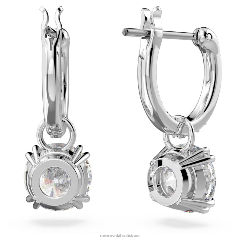 visiace náušnice constella okrúhly výbrus, biely, rhodiovaný B8ZNT765 Swarovski šperky