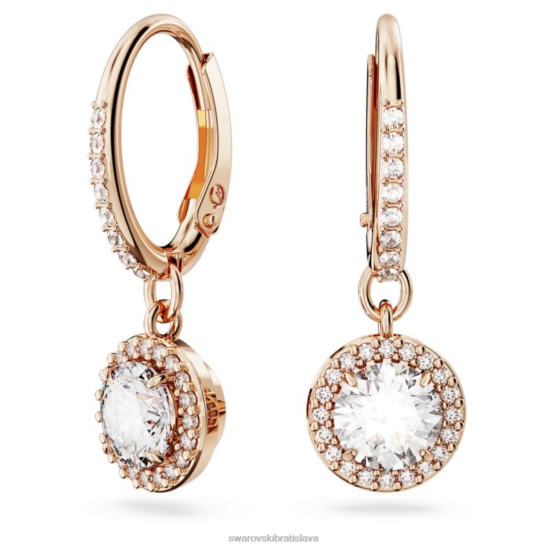 visiace náušnice constella okrúhly výbrus, dlažba, biela, pozlátená ružovým zlatom B8ZNT787 Swarovski šperky