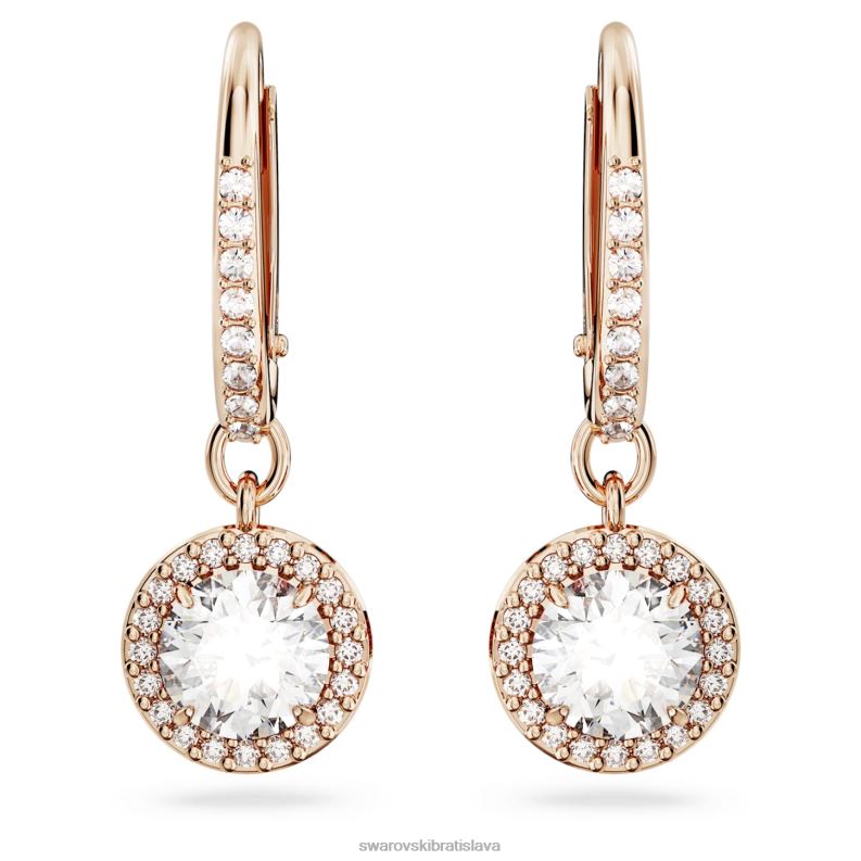 visiace náušnice constella okrúhly výbrus, dlažba, biela, pozlátená ružovým zlatom B8ZNT787 Swarovski šperky