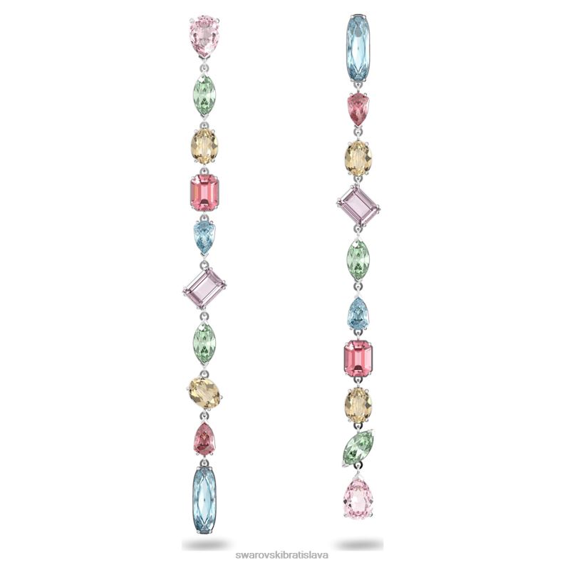 visiace náušnice gema asymetrický dizajn, zmiešané strihy, viacfarebné, rhodiované B8ZNT764 Swarovski šperky
