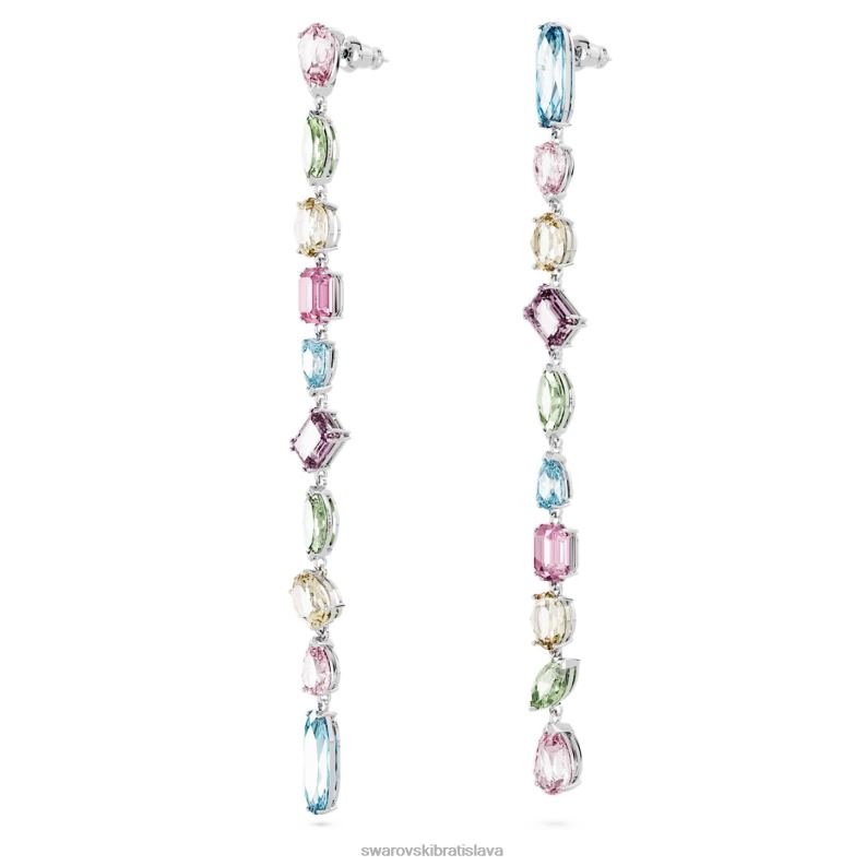 visiace náušnice gema asymetrický dizajn, zmiešané strihy, viacfarebné, rhodiované B8ZNT837 Swarovski šperky