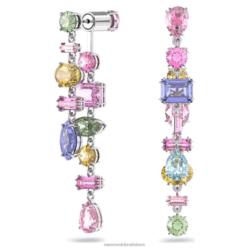 visiace náušnice gema asymetrický dizajn, zmiešané strihy, viacfarebné, rhodiované B8ZNT847 Swarovski šperky