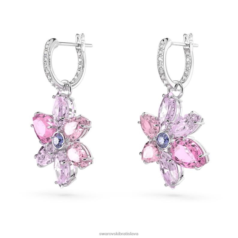 visiace náušnice gema zmiešané strihy, kvetinové, ružové, rhodiované B8ZNT754 Swarovski šperky