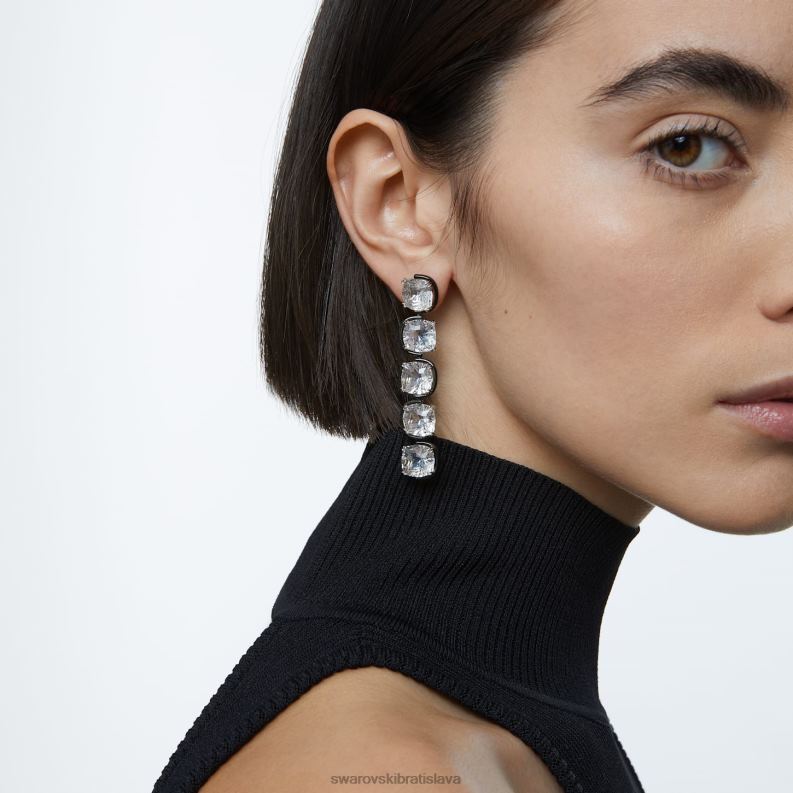 visiace náušnice harmonia vankúšové brúsené plávajúce kryštály, biela, povrchová úprava zmiešaný kov B8ZNT780 Swarovski šperky