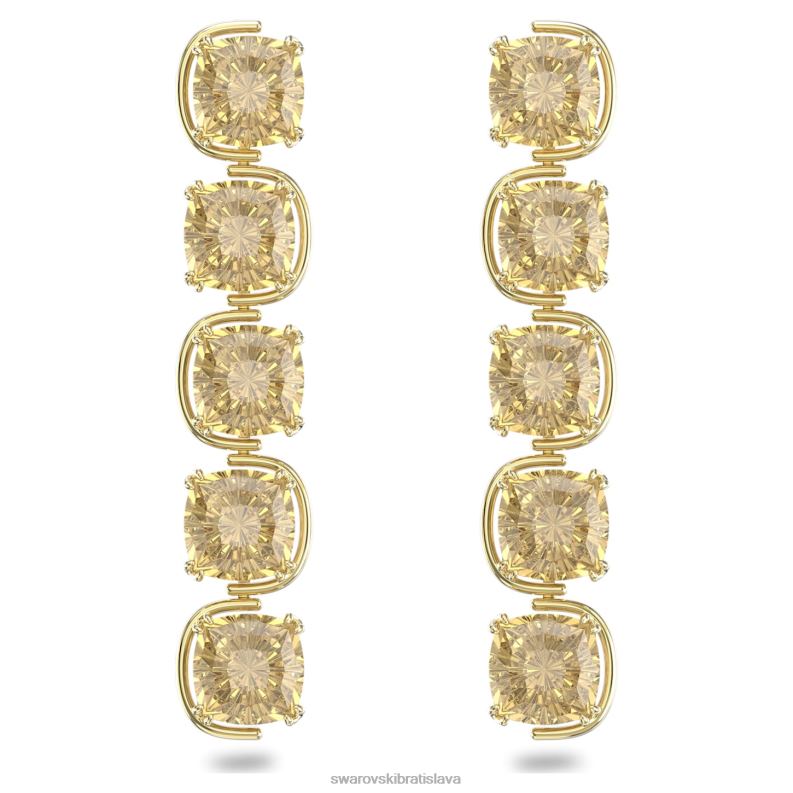 visiace náušnice harmonia vankúšové brúsené plávajúce kryštály, zlatý tón, pozlátené B8ZNT781 Swarovski šperky