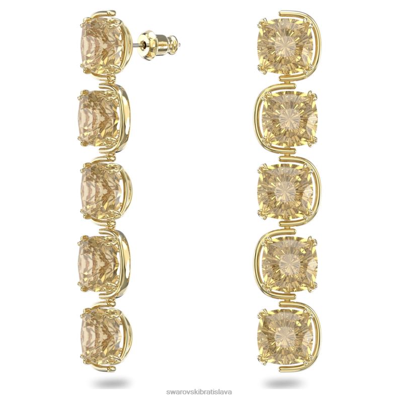 visiace náušnice harmonia vankúšové brúsené plávajúce kryštály, zlatý tón, pozlátené B8ZNT781 Swarovski šperky