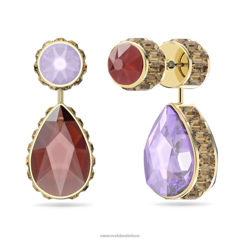 visiace náušnice orbita asymetrický dizajn, padací strih, viacfarebný, pozlátený B8ZNT795 Swarovski šperky