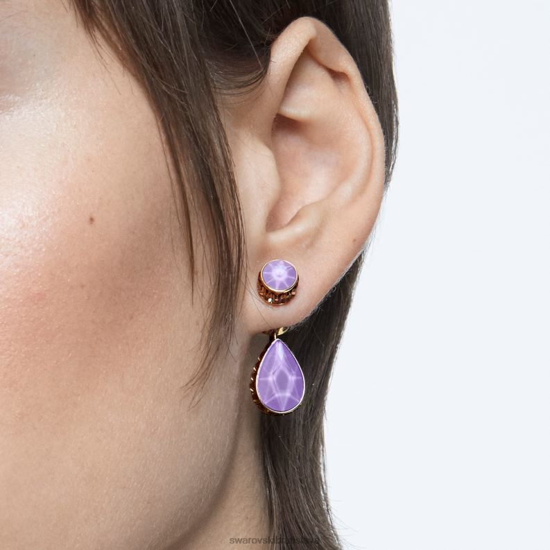 visiace náušnice orbita asymetrický dizajn, padací strih, viacfarebný, pozlátený B8ZNT795 Swarovski šperky