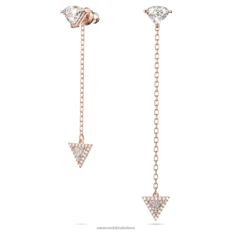 visiace náušnice ortyx asymetrický dizajn, trojuholníkový strih, biela, pozlátená ružovým zlatom B8ZNT790 Swarovski šperky