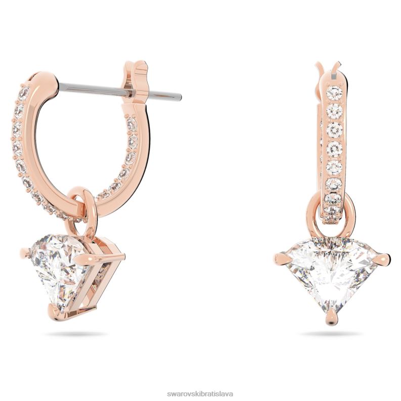 visiace náušnice ortyx trojuholníkový strih, biely, pozlátený ružovým zlatom B8ZNT791 Swarovski šperky