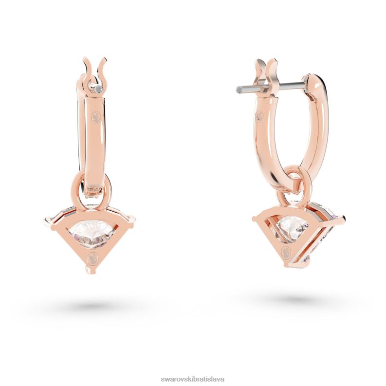 visiace náušnice ortyx trojuholníkový strih, biely, pozlátený ružovým zlatom B8ZNT791 Swarovski šperky