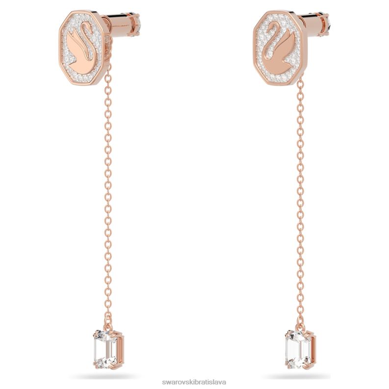 visiace náušnice signum labuť, biela, pozlátená ružovým zlatom B8ZNT841 Swarovski šperky