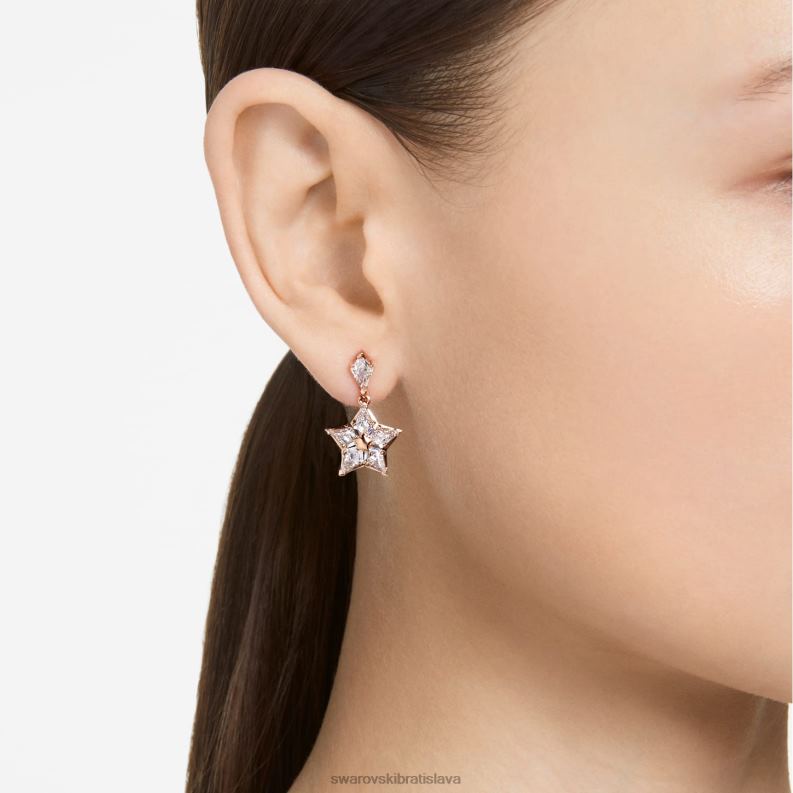 visiace náušnice stella kite strih, hviezdicový, biely, pozlátený ružovým zlatom B8ZNT817 Swarovski šperky