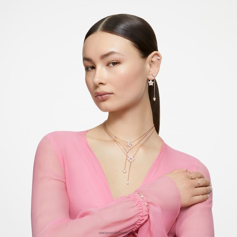 visiace náušnice stella kite strih, hviezdicový, biely, pozlátený ružovým zlatom B8ZNT817 Swarovski šperky