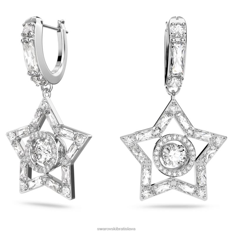 visiace náušnice stella zmiešané rezy, hviezdicové, biele, rhodiované B8ZNT789 Swarovski šperky