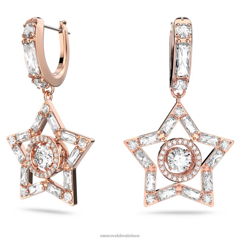 visiace náušnice stella zmiešané strihy, hviezdicové, biele, pozlátené ružovým zlatom B8ZNT800 Swarovski šperky