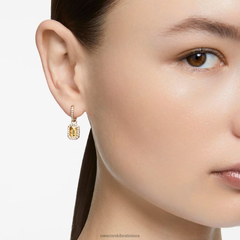 visiace náušnice tisícročia osemhranný výbrus, žltý, pozlátený B8ZNT774 Swarovski šperky