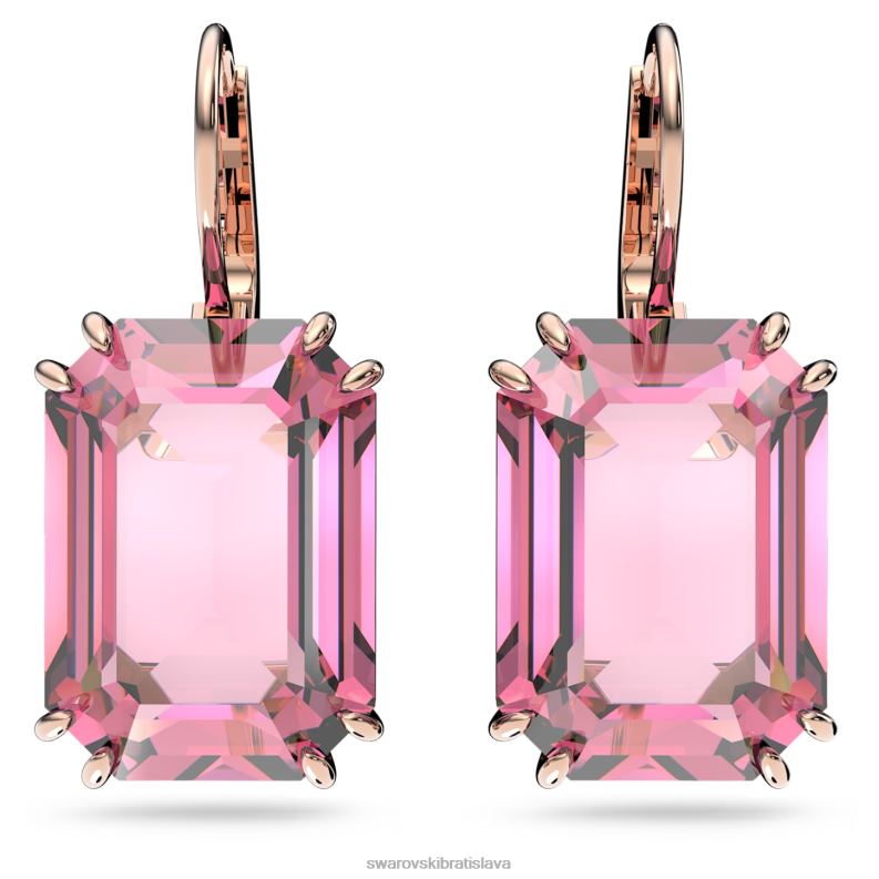 visiace náušnice tisícročia osemhranný výbrus, ružový, pozlátený ružovým zlatom B8ZNT798 Swarovski šperky