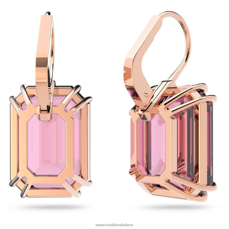 visiace náušnice tisícročia osemhranný výbrus, ružový, pozlátený ružovým zlatom B8ZNT798 Swarovski šperky