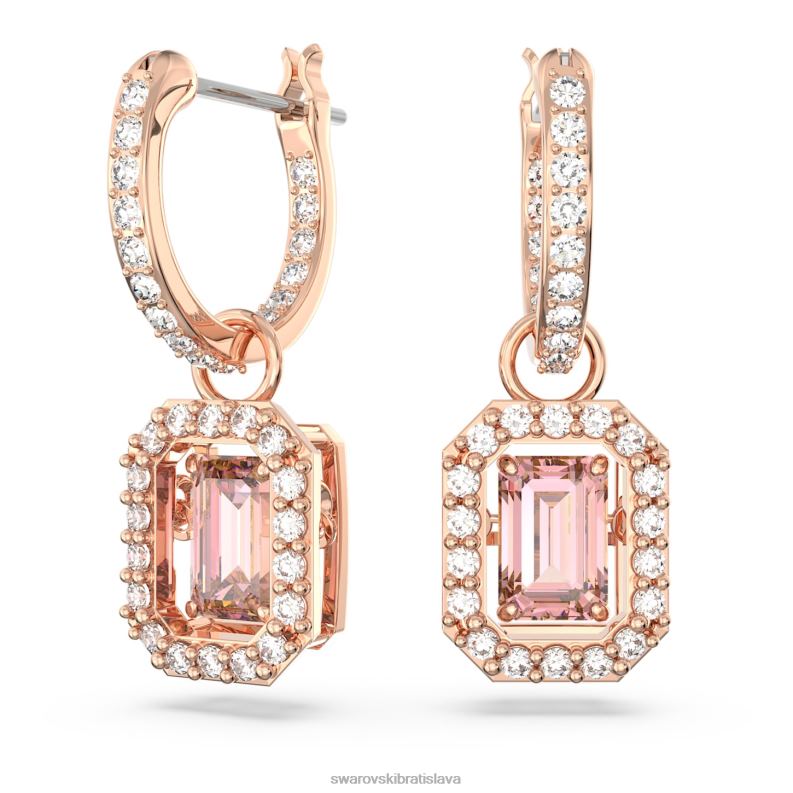 visiace náušnice tisícročia osemhranný výbrus, ružový, pozlátený ružovým zlatom B8ZNT811 Swarovski šperky