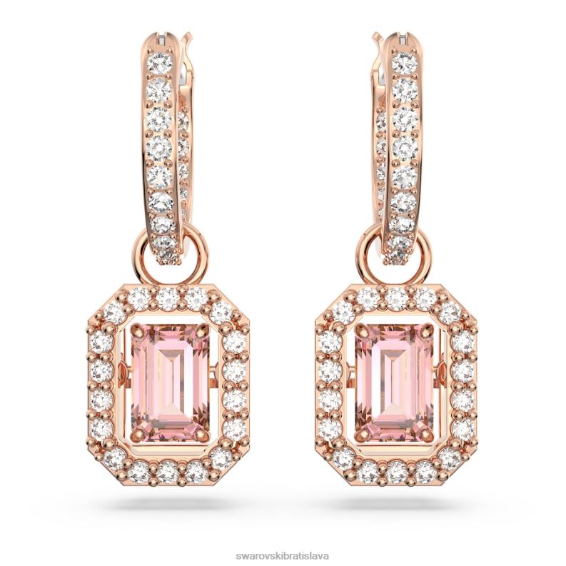 visiace náušnice tisícročia osemhranný výbrus, ružový, pozlátený ružovým zlatom B8ZNT811 Swarovski šperky