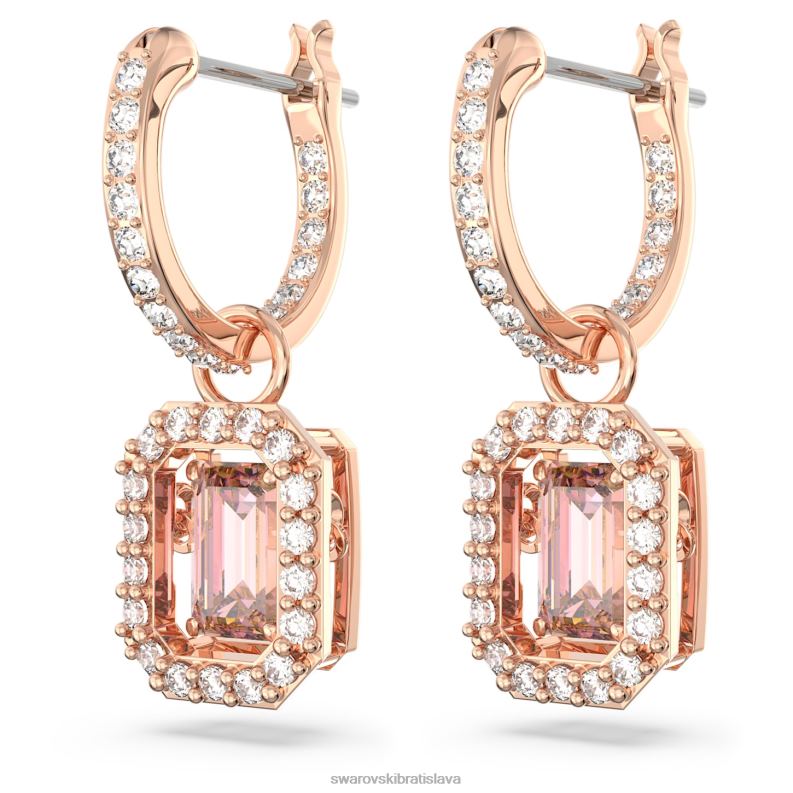 visiace náušnice tisícročia osemhranný výbrus, ružový, pozlátený ružovým zlatom B8ZNT811 Swarovski šperky