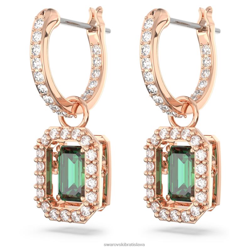 visiace náušnice tisícročia osemhranný výbrus, zelený, pozlátený ružovým zlatom B8ZNT842 Swarovski šperky