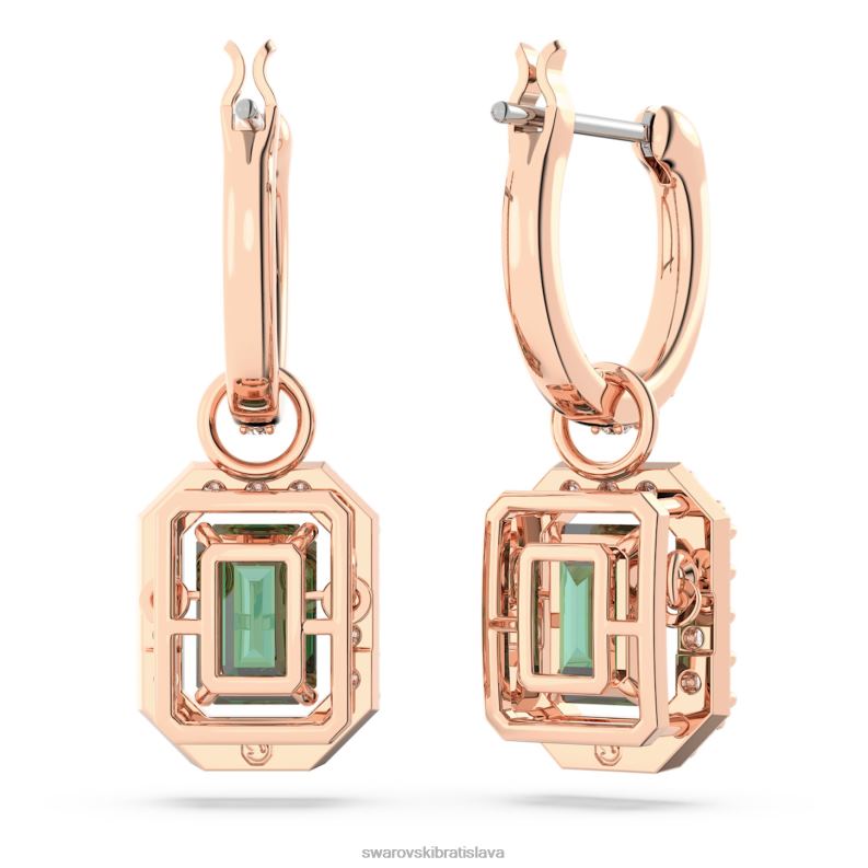 visiace náušnice tisícročia osemhranný výbrus, zelený, pozlátený ružovým zlatom B8ZNT842 Swarovski šperky